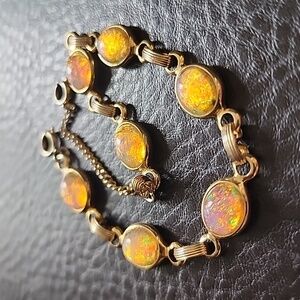 VTG Gold Faux Opal Bracelet